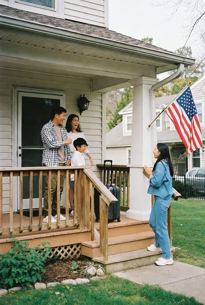 An American host family welcomes an international exchange student to their home