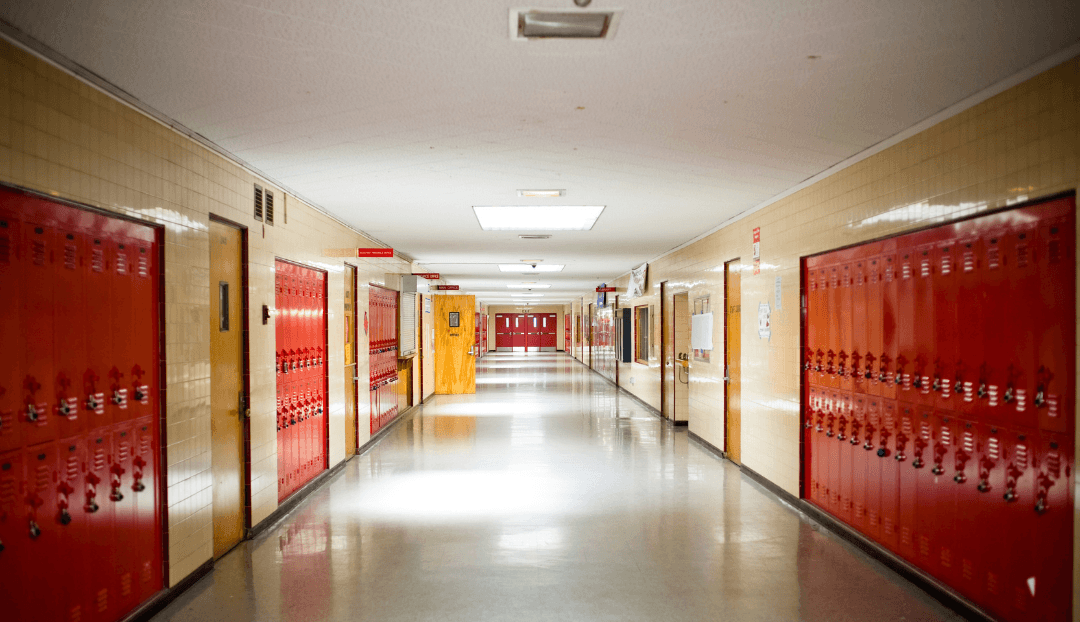 American high school hallway