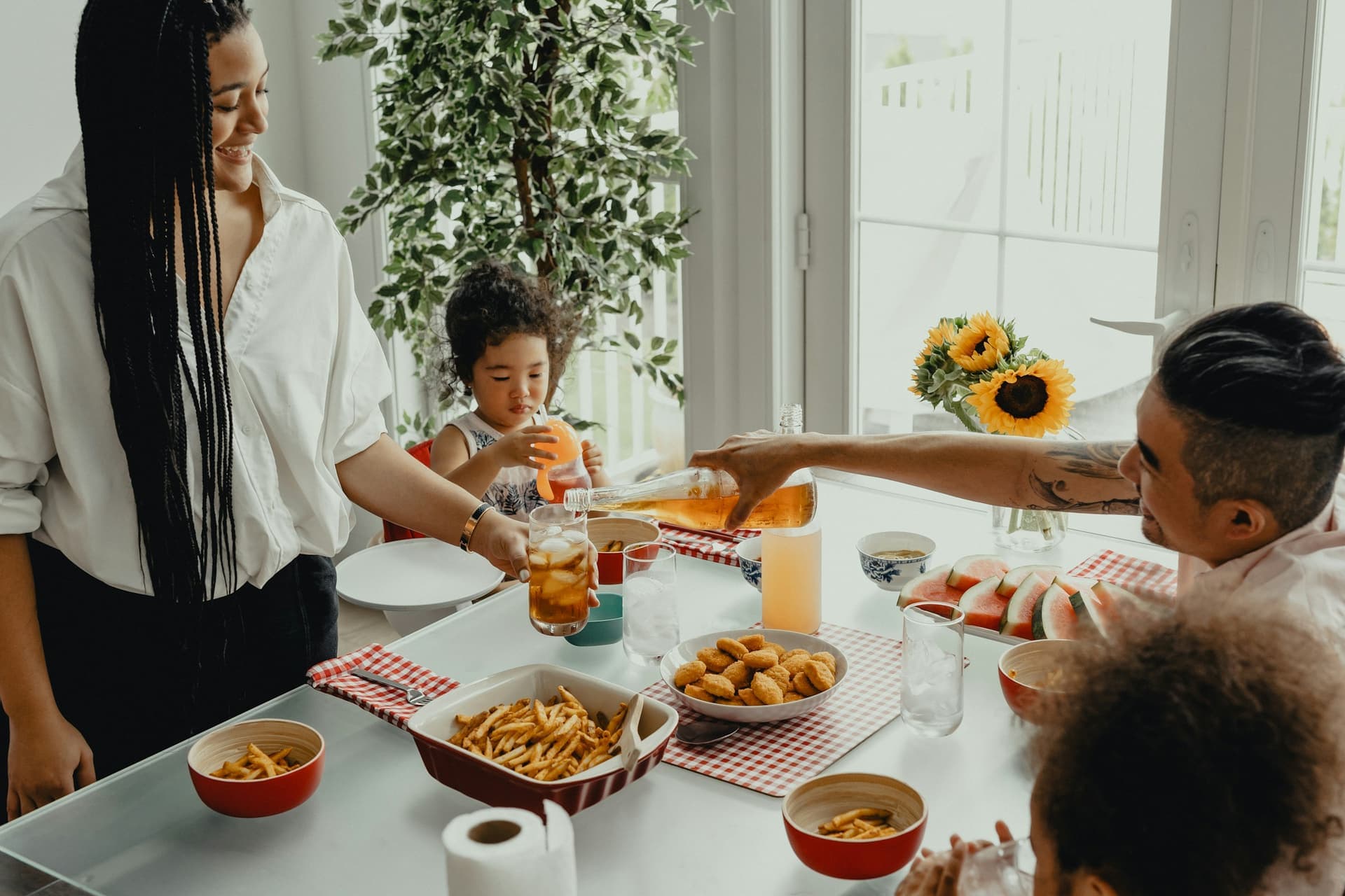 An American host family welcoming a student from Romania