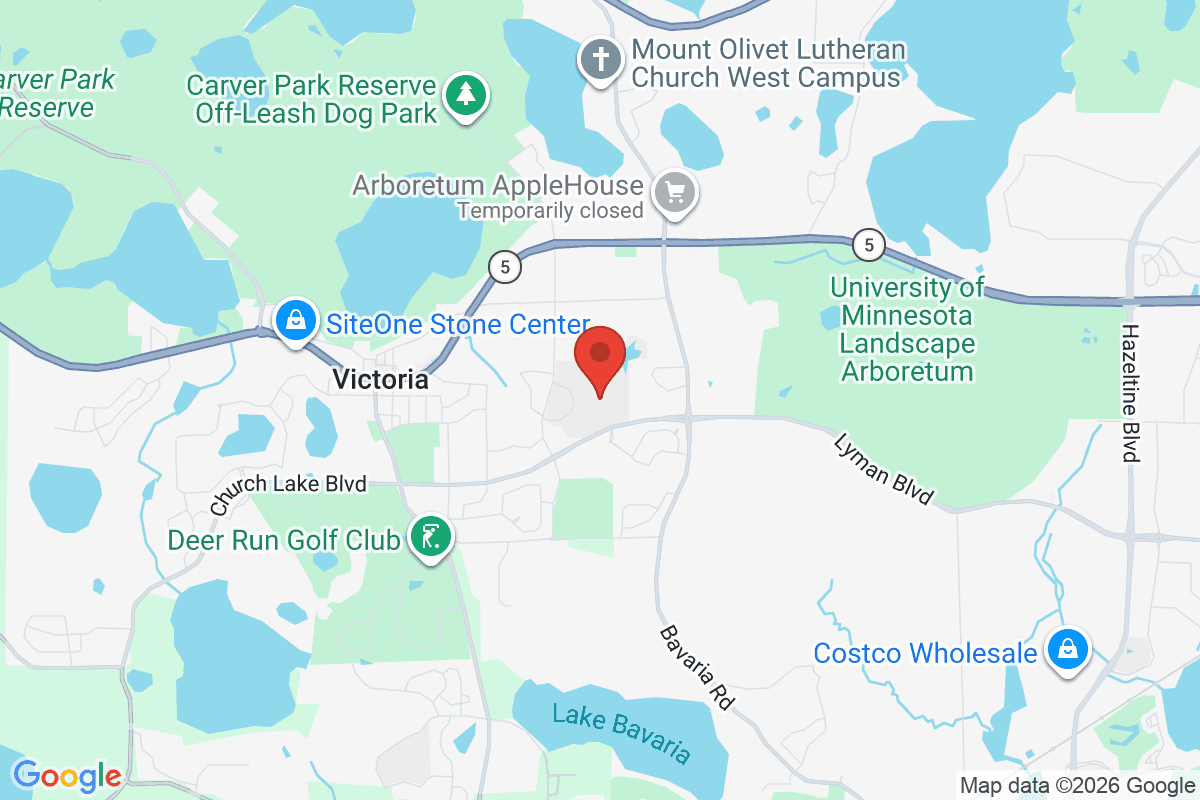 Map of the area surrounding Holy Family Catholic High School in Victoria, Minnesota