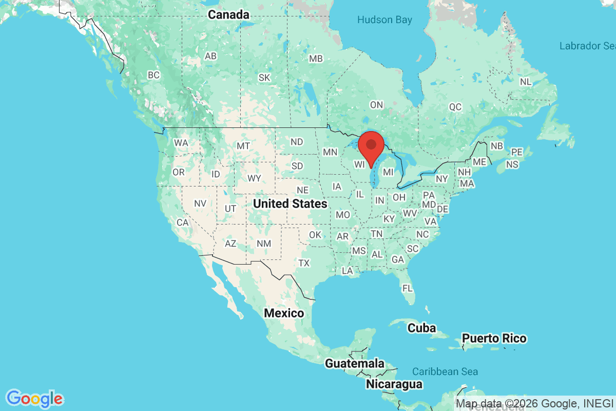 Map showing where Manitowoc, Wisconsin is located within the United States