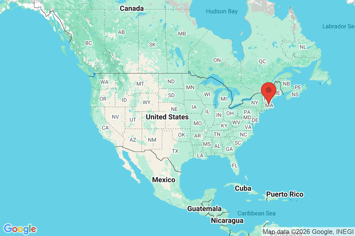 Map showing where Lowell, Massachusetts is located within the United States