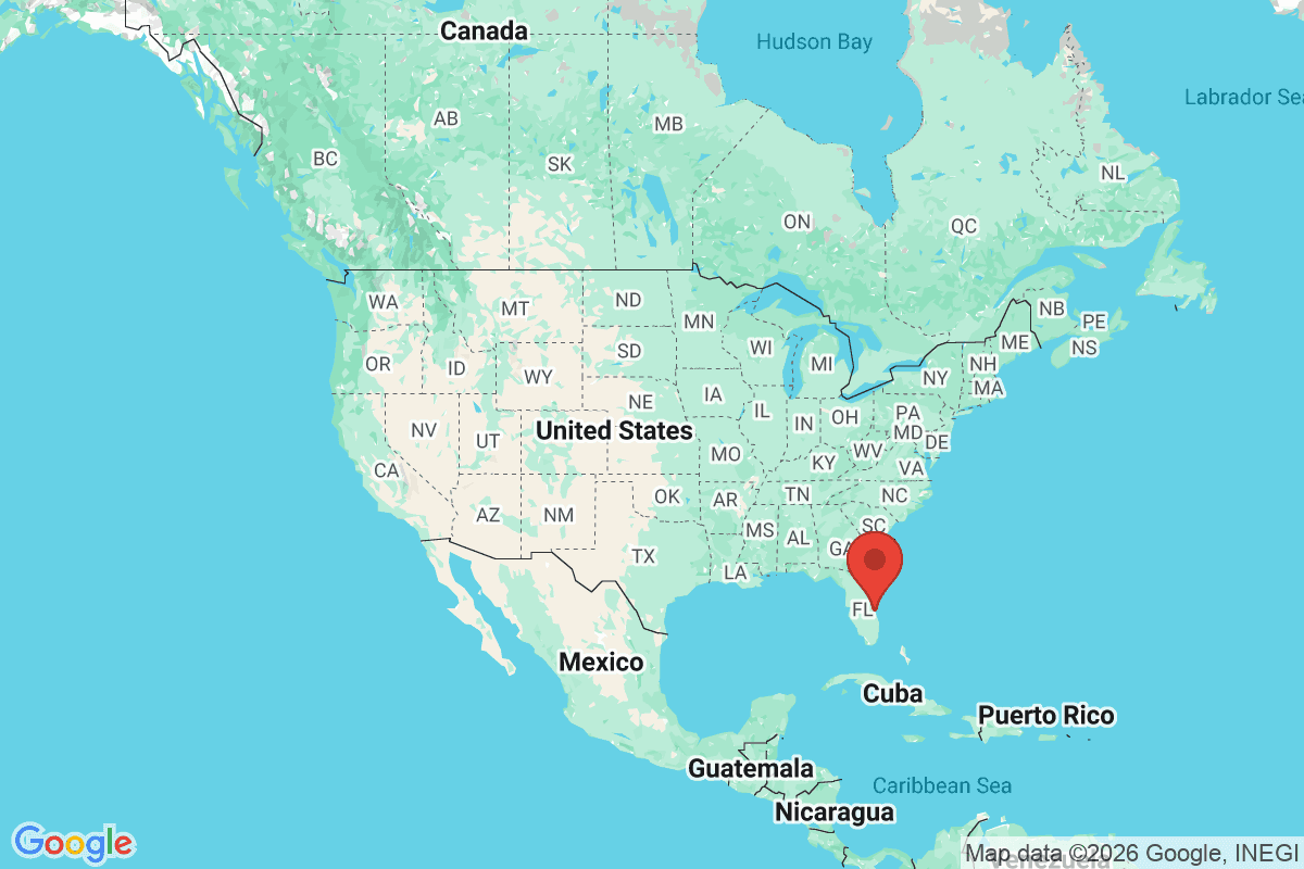 Map showing where Vero Beach, Florida is located within the United States