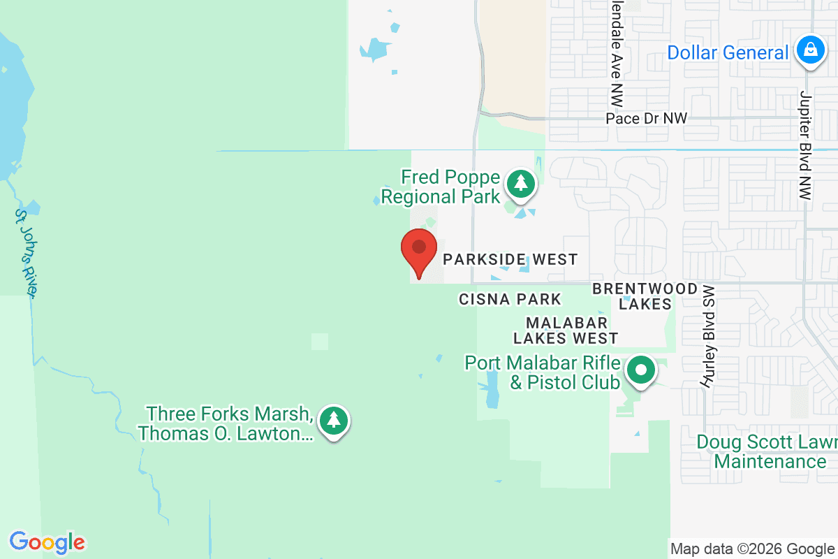 Map of the area surrounding Heritage High School in Palm Bay, Florida