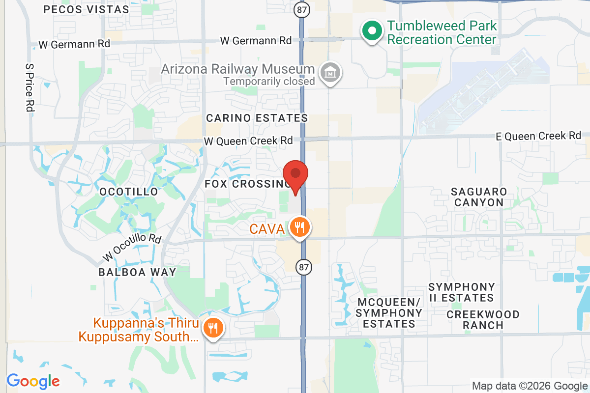 Map of the area surrounding Hamilton High School in Chandler, Arizona
