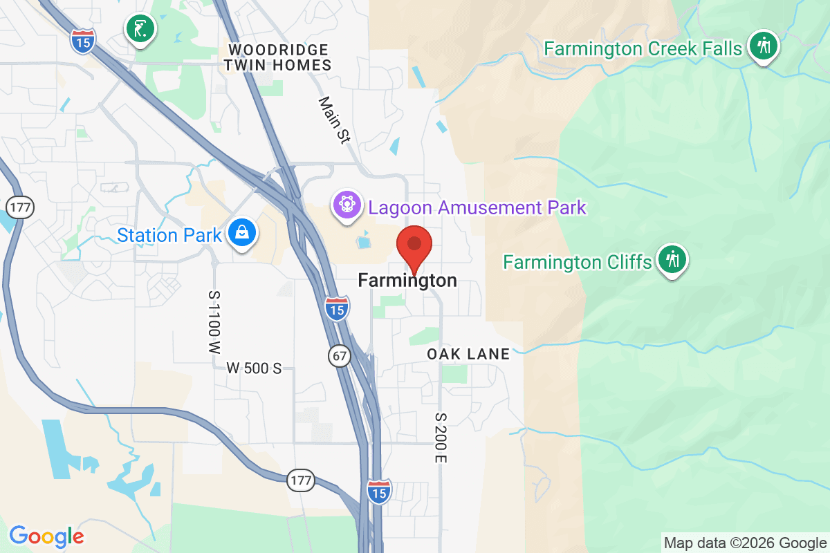 Map of the area surrounding Davis School District in Farmington, Utah