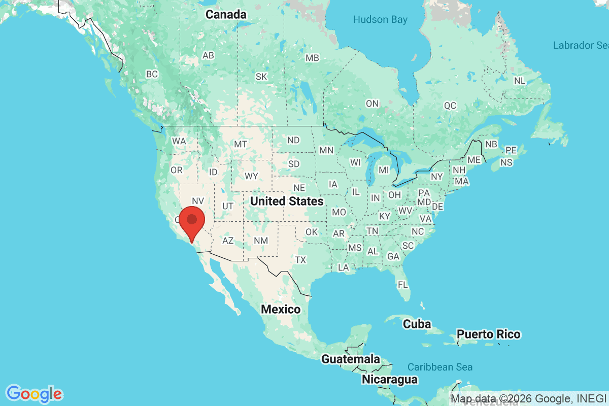 Map showing where Anaheim, California is located within the United States