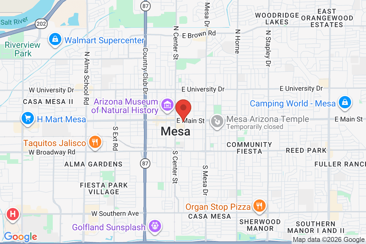 Map of the area surrounding Mesa Public Schools in Mesa, Arizona