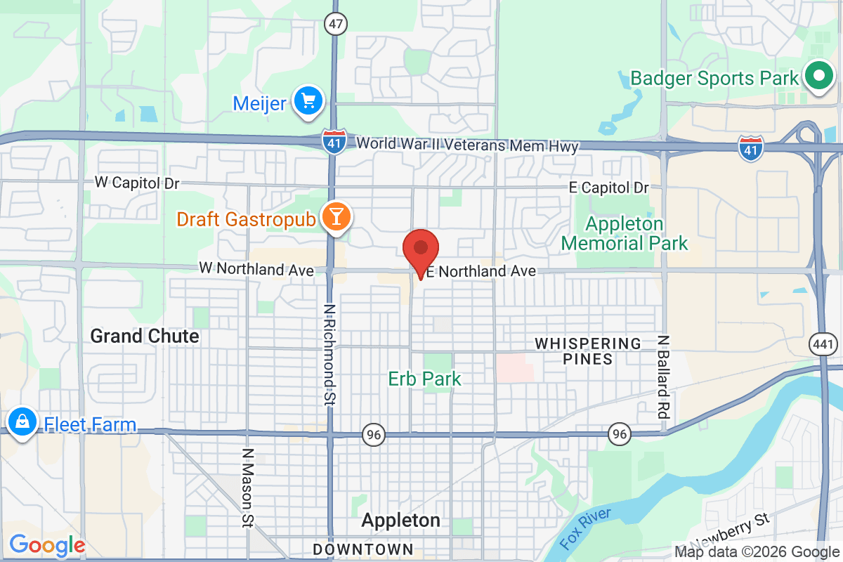 Map of the area surrounding St. Francis Xavier High School in Appleton, Wisconsin