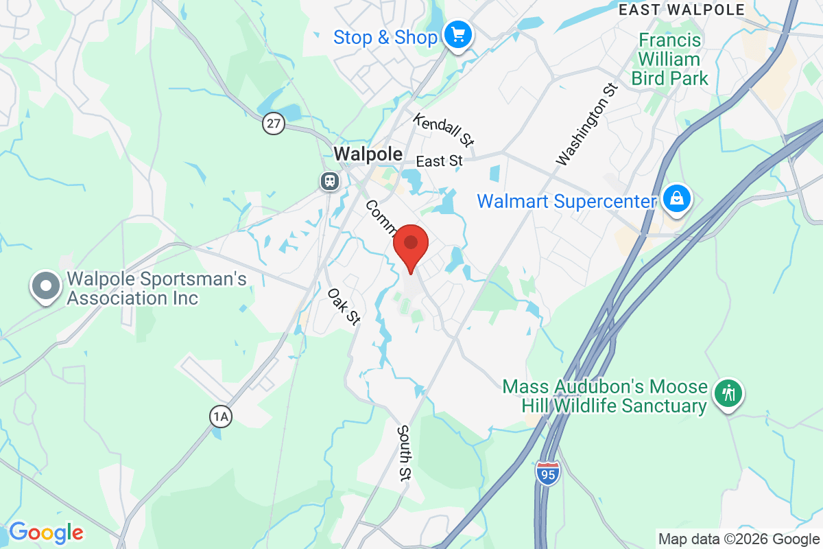 Map of the area surrounding Walpole High School in Walpole, Massachusetts