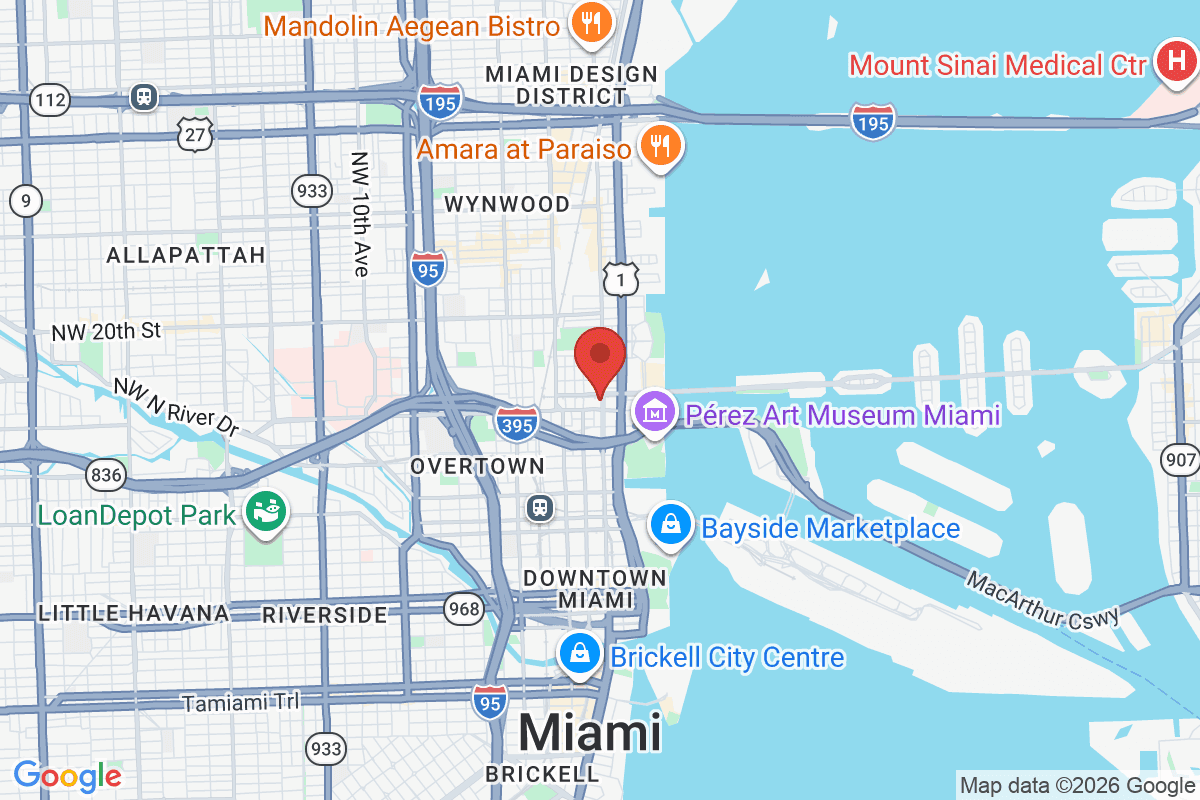 Map of the area surrounding Miami-Dade County Public Schools in Miami, Florida