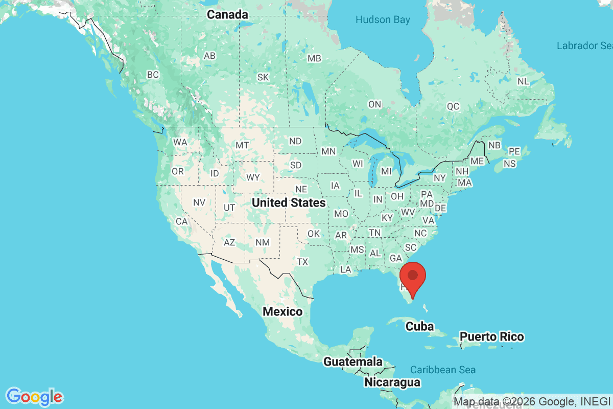 Map showing where Miami, Florida is located within the United States