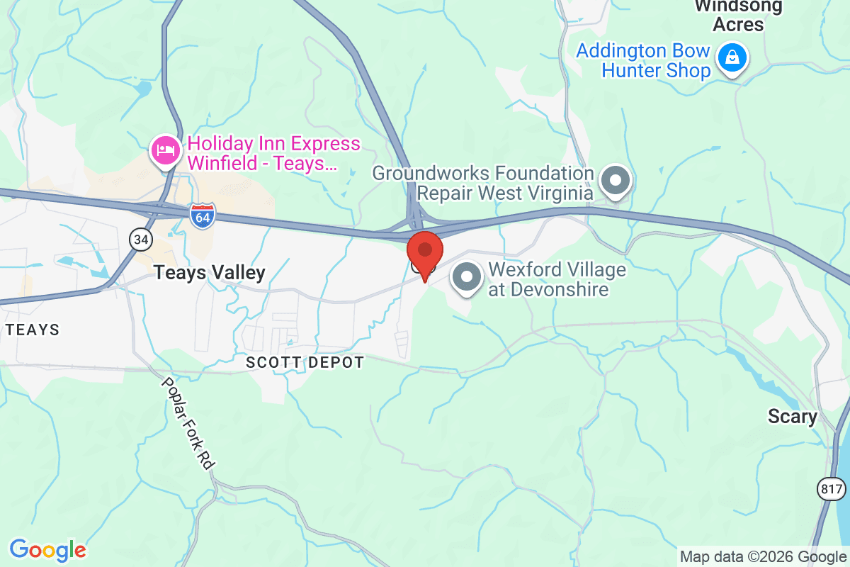 Map of the area surrounding Teays Valley Christian School in Scott Depot, West Virginia