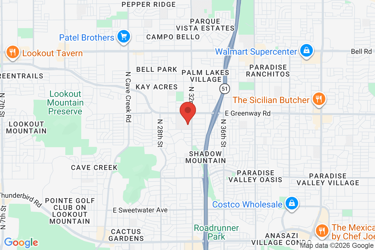 Map of the area surrounding Paradise Valley School District in Phoenix, Arizona
