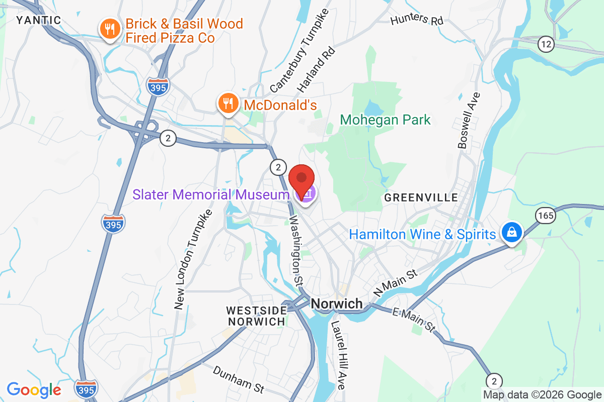 Map of the area surrounding Norwich Free Academy in Norwich, Connecticut
