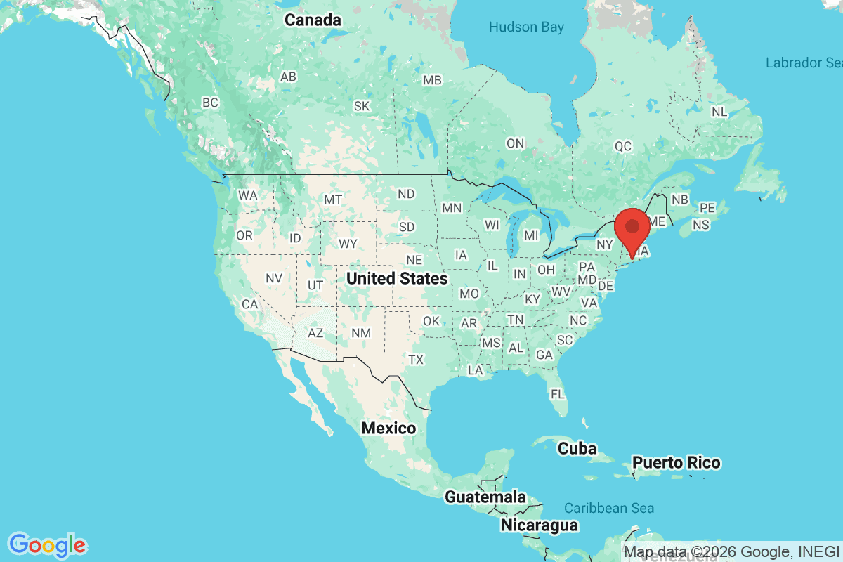 Map showing where Norwich, Connecticut is located within the United States