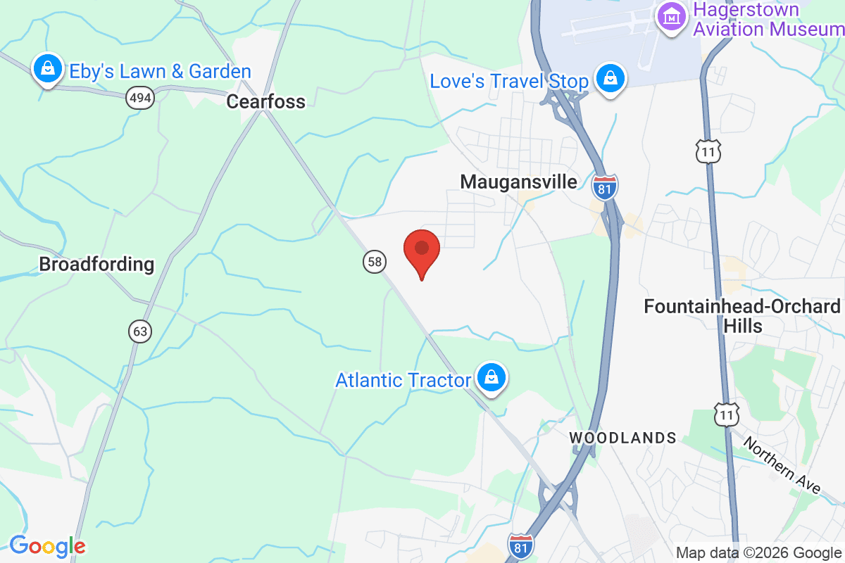 Map of the area surrounding Grace Academy in Hagerstown, Maryland