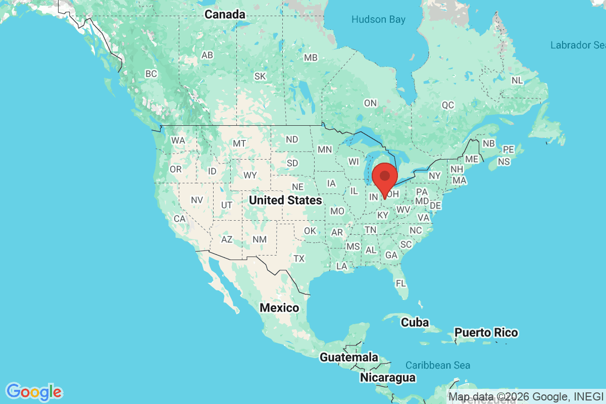 Map showing where Dayton, Ohio is located within the United States