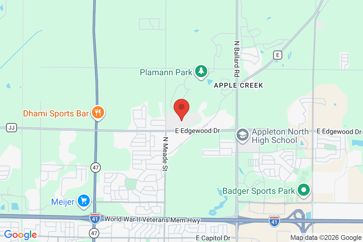 Map of the area surrounding Fox Valley Lutheran High School in Appleton, Wisconsin