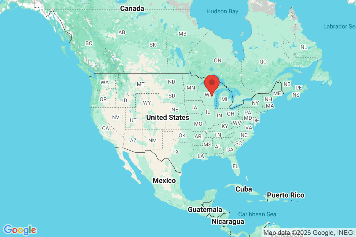 Map showing where Appleton, Wisconsin is located within the United States