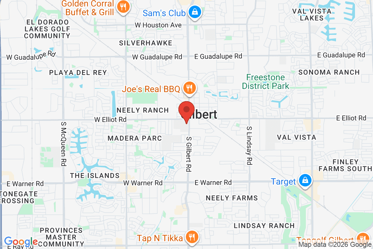 Map of the area surrounding Gilbert Public Schools in Gilbert, Arizona