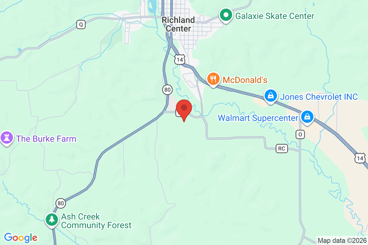 Map of the area surrounding Eagle School in Richland Center, Wisconsin