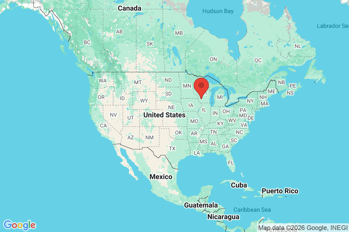 Map showing where Richland Center, Wisconsin is located within the United States