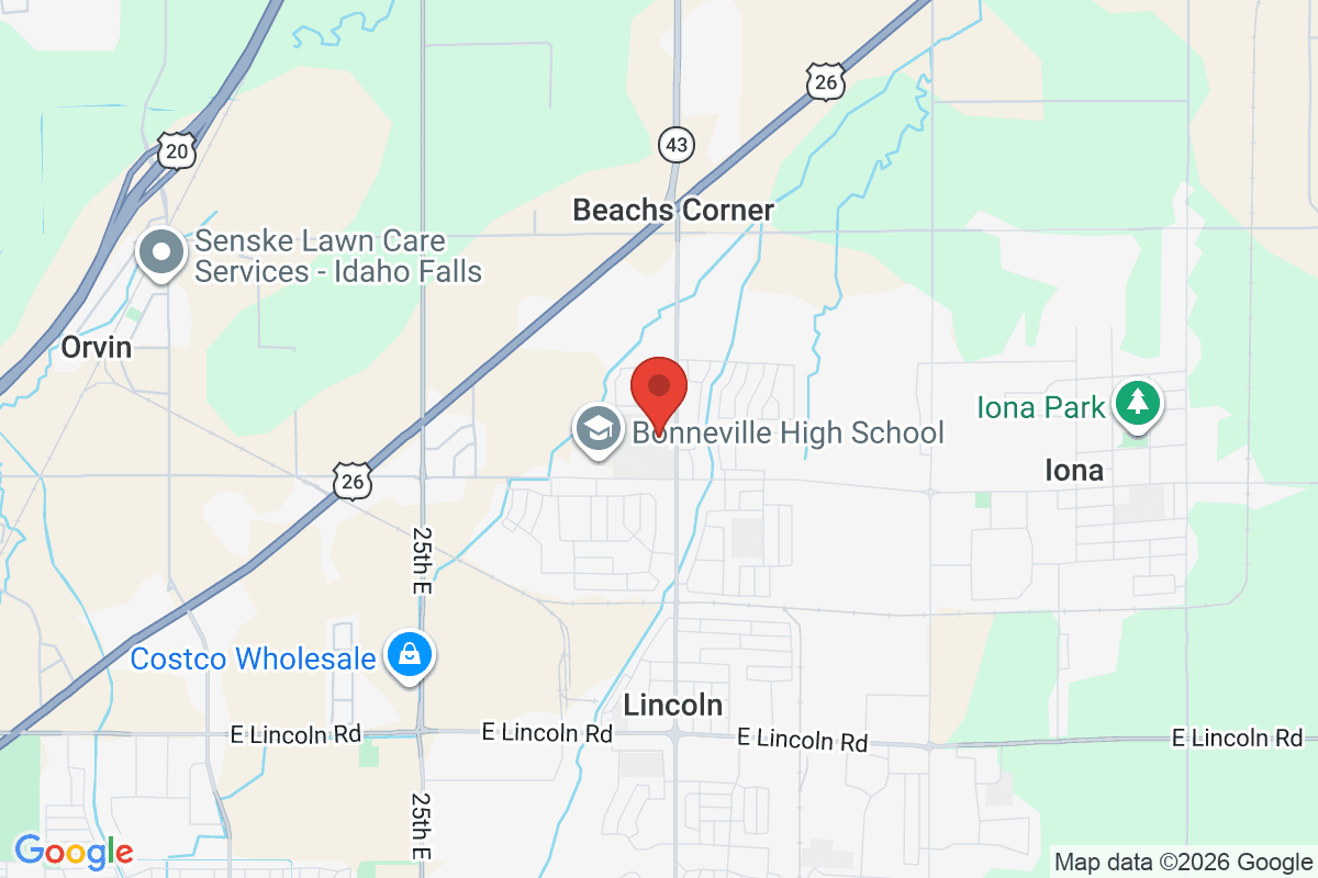 Map of the area surrounding Bonneville Joint School District #93 in Idaho Falls, Idaho